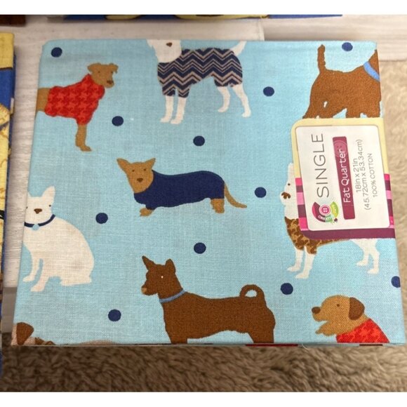 Dog Themed Fat Quarters Cotton 18" X 21" Set Of 4 - Picture 4 of 9